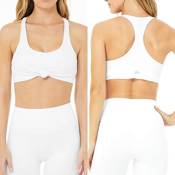 ALO Yoga Tops - KNOT BRA Alo Yoga White Sports Bra Workout Top XS